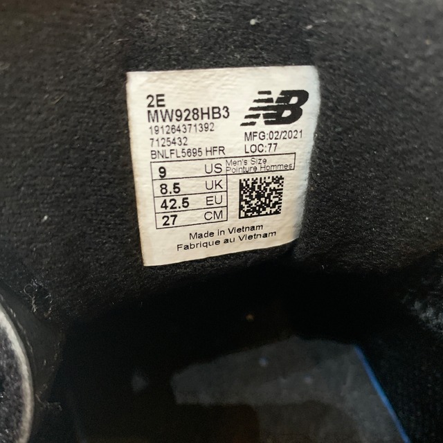 New balance 928HB3 ベルクロレザーウォーキングシューズ　黒