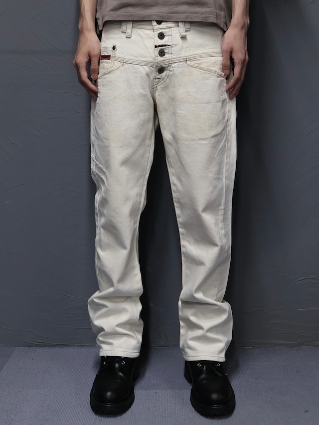 【marithe francois gilbaud】damaged slim denim pants