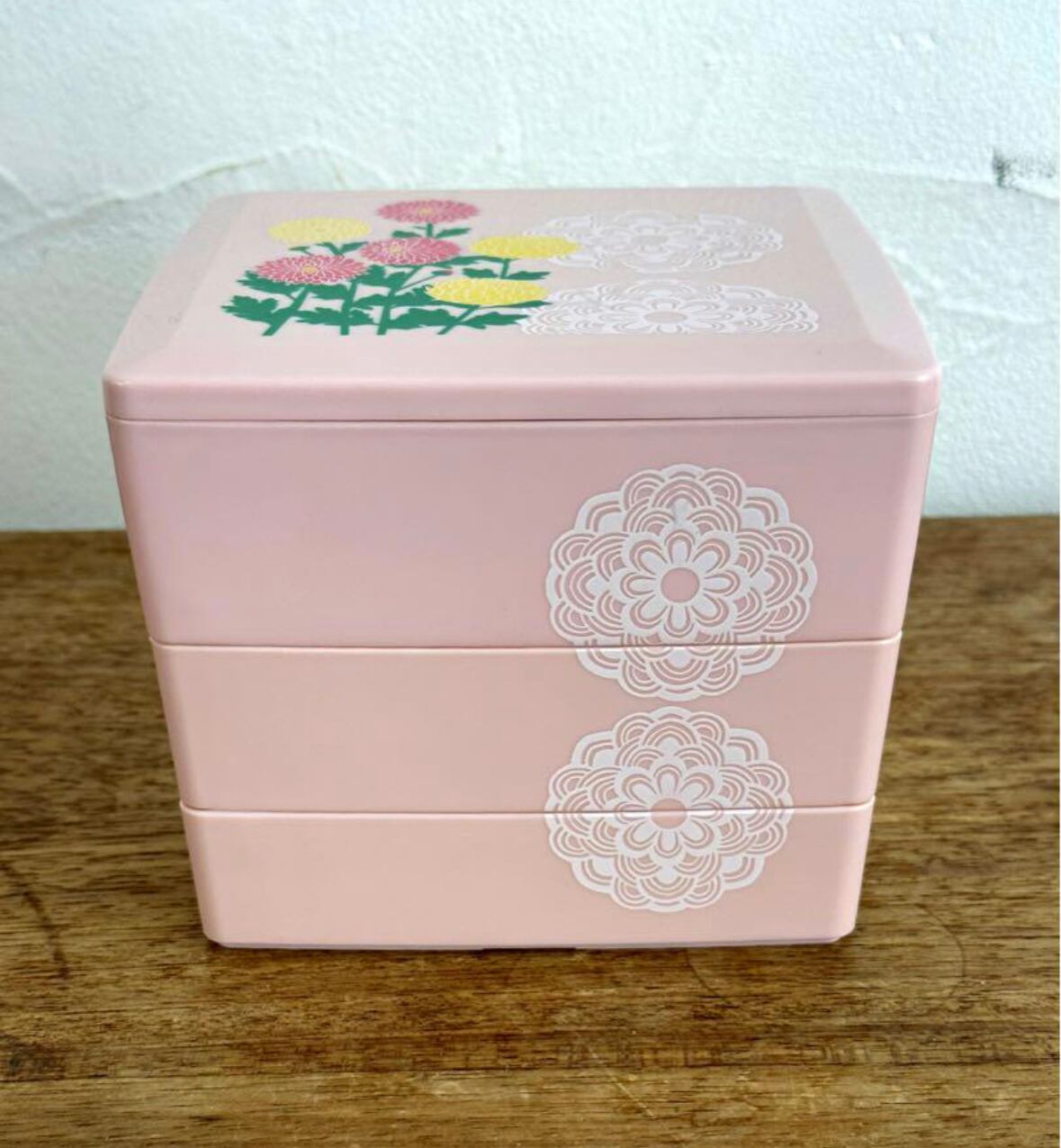 昭和レトロポップ Mode Cook 花柄収納ラック 小物入れ アクセサリー付 昭和レトロ 3段小物入れ 花柄重箱 入れ子 キャンプ お道具箱 レトロ