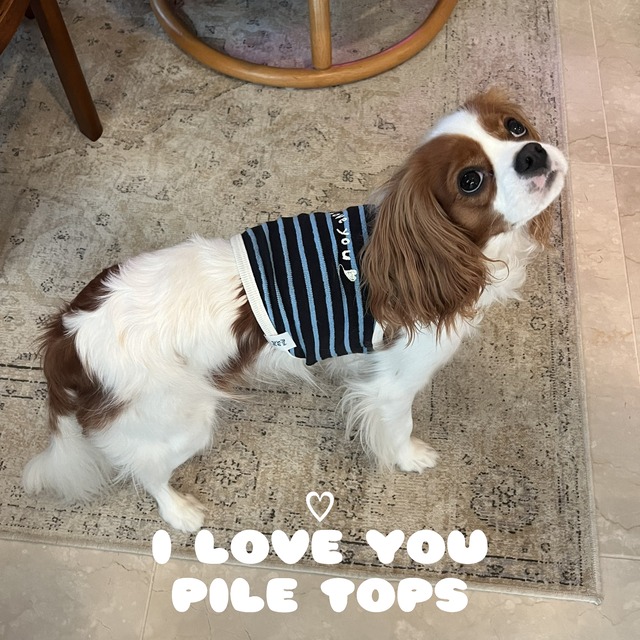 I love you pile tops【Charcoal×Light Blue】