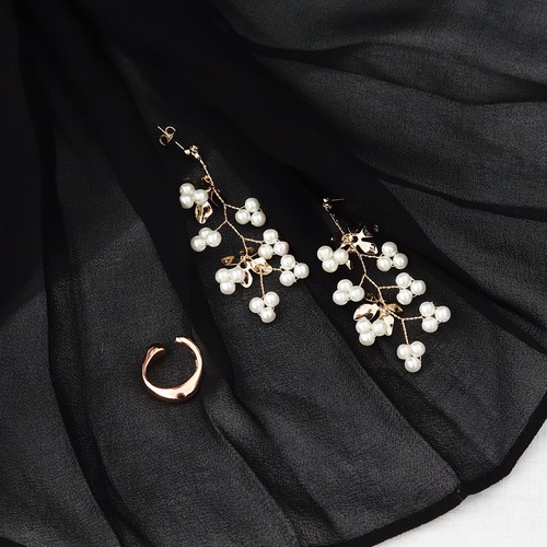 SET ITEMS || 【通常商品】 FLOWER WITH PEARL PIERCING & EAR CUFF SET GOLD || 2 ITEMS || GOLD || FRSG0828A