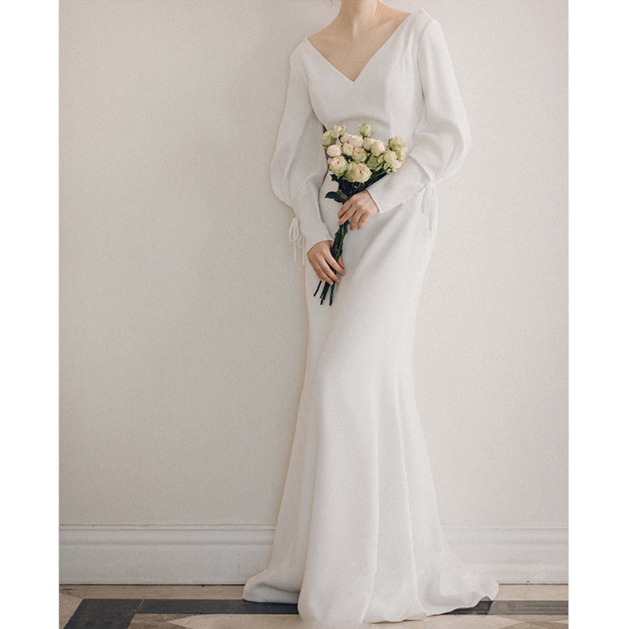 シンプルバックレスレトロ ライトウェディングドレス ｄ002 Dress Wow フォトウェディングにぴったり１万円 ２万円のドレスのお店