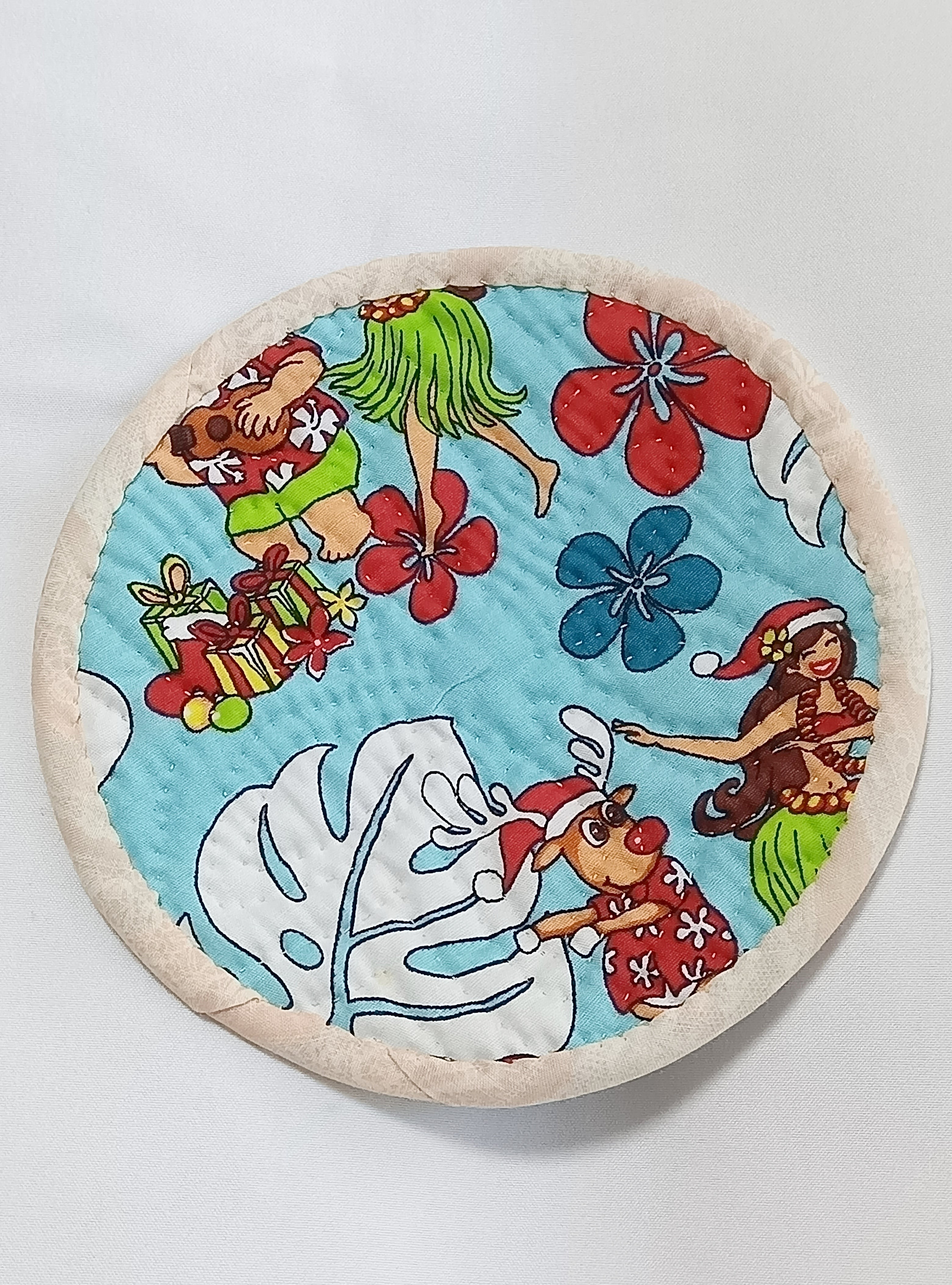 HawaiianQuilt Peach】ハワイアンキルト コースター ティアレ