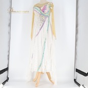 社交ダンス 衣装 スタンダードドレス ワンピース スタンダード ドレス 白 デモ 競技 パーティ 発表会 ホワイト系 緑 ふんわり 揺れる フロート ショー ステージ衣装 パーティードレス ドレスアップ おしゃれ エレガント パフォーマンス 競技用 舞台衣装 ダンスイベント