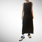 ZOZOTTE ノースリーブ ドッキングワンピース／ブラック×ブラック柄／リメイク／1点物