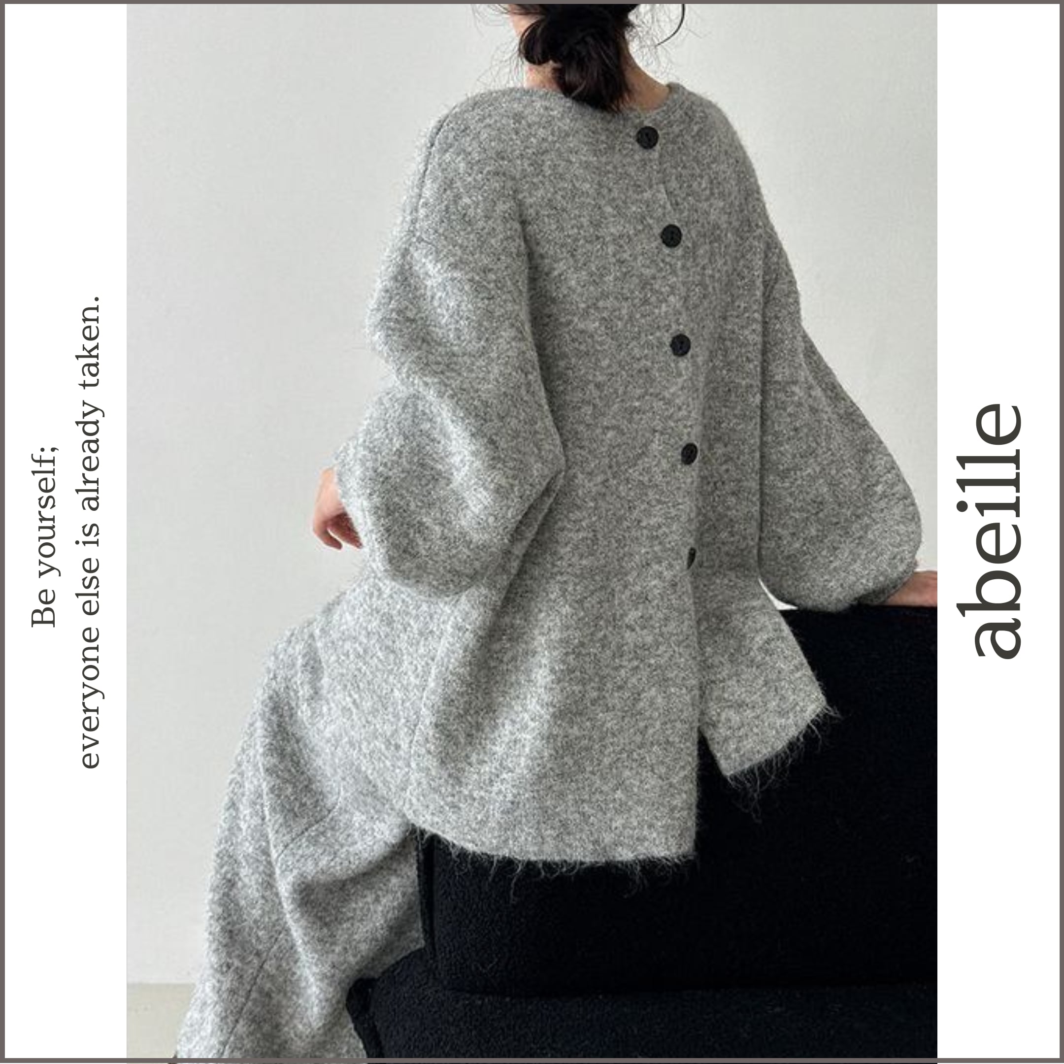 knit back button top & long skirt set 14740
