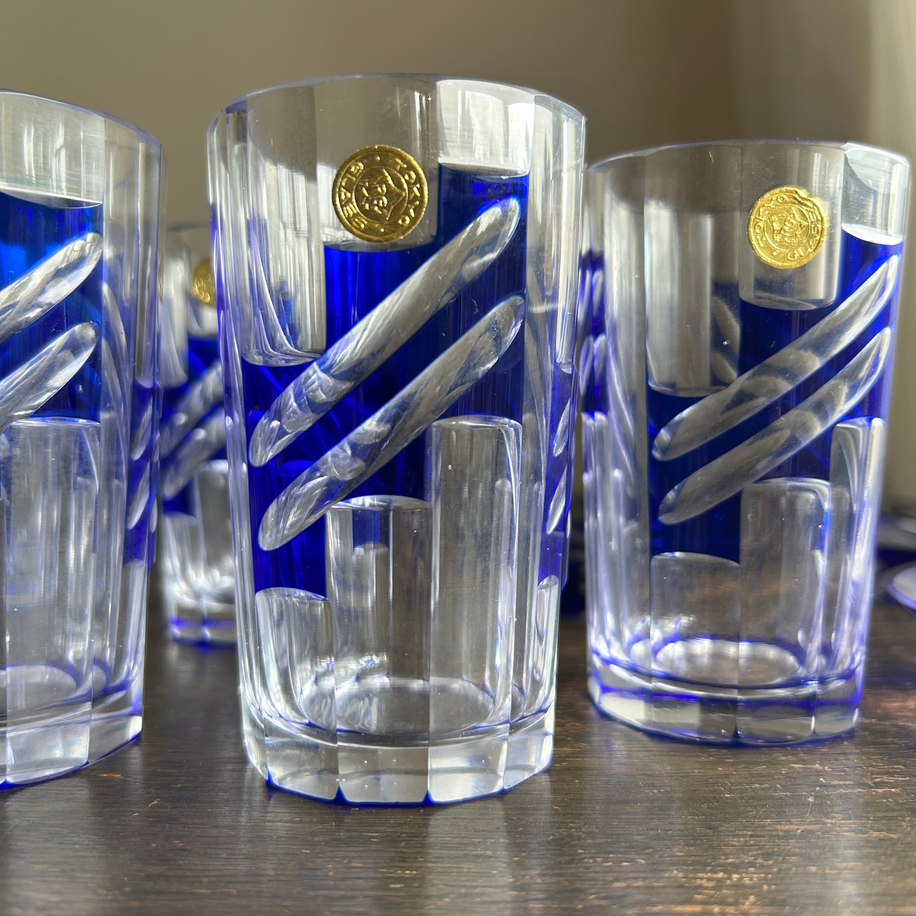 ヴィンテージ  被せガラスのグラス＆ソーサーセット