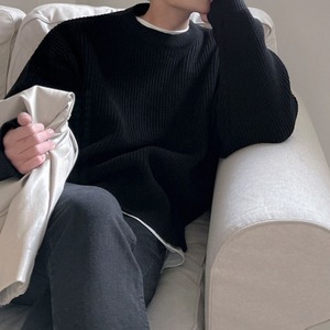 サイドスリットラウンドネックニット　MT0080384