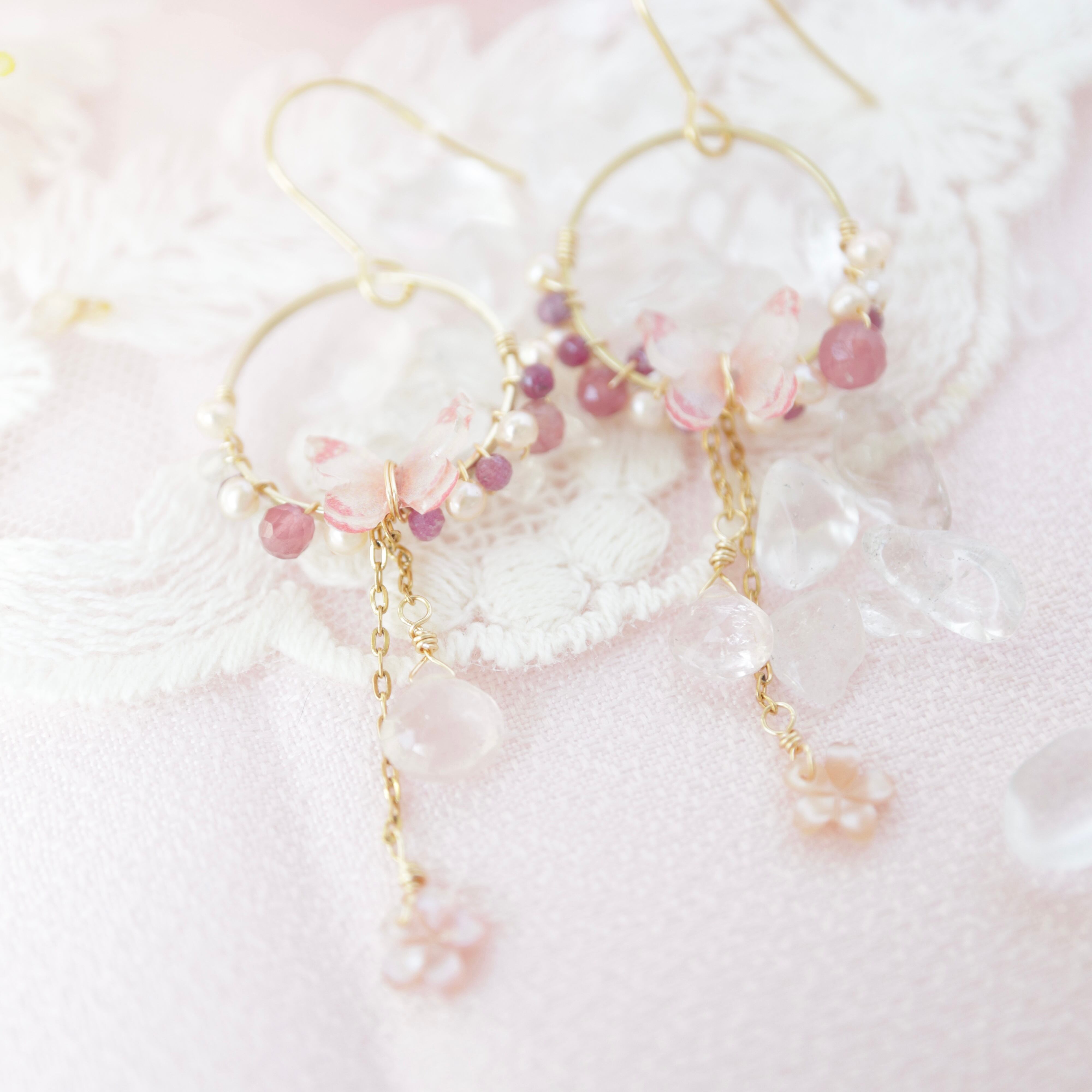 【Gewelryz】春の月夜☆天然石ピアス Gewelryz】春の月夜天然石ピアス