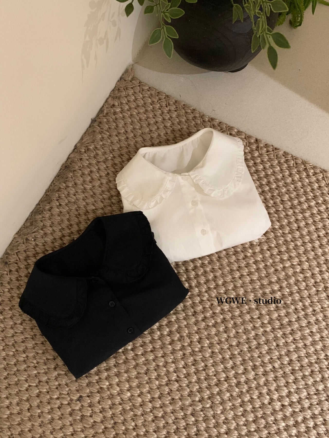 【超人気】洋風　フランス高級感　子供襟半袖シャツ　春夏　小柄スリムスリムショート丈トップス