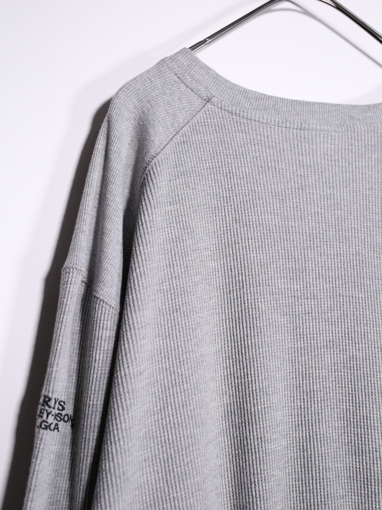 “HARLEY-DAVIDSON”  刺繍 logo waffle long sleeve gray - 11