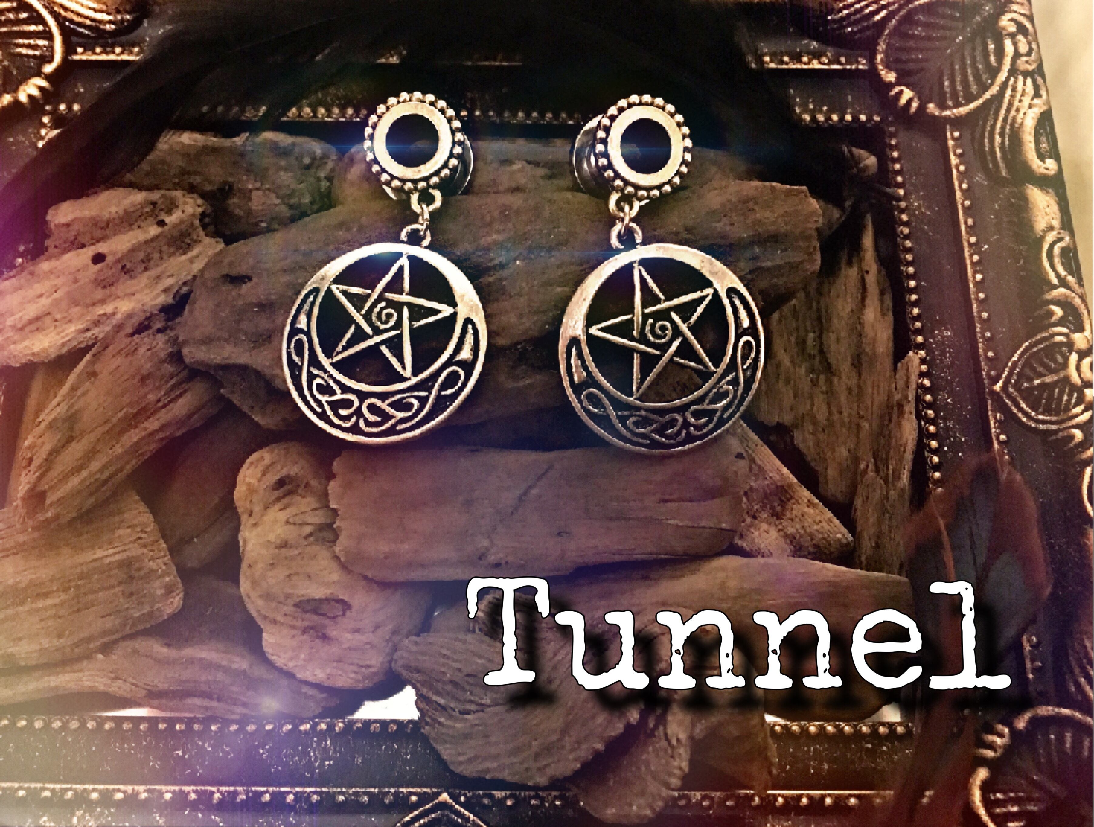 2G 6mm 1pc フレッシュトンネル スティール ペンタグラム チャーム ボディピアス