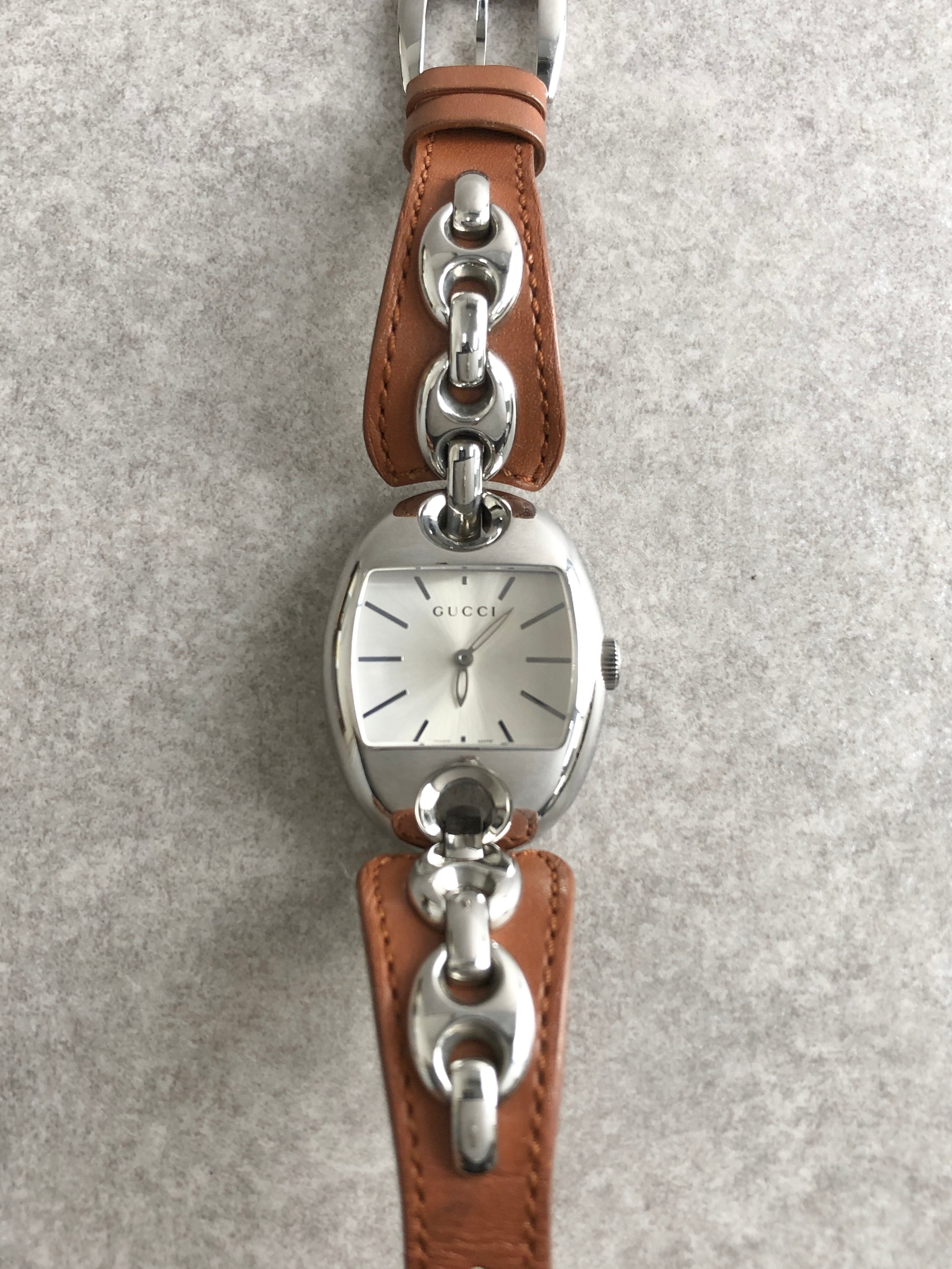 GUCCI グッチ マリーナチェーン 腕時計 シルバー×ブラウン ステンレス