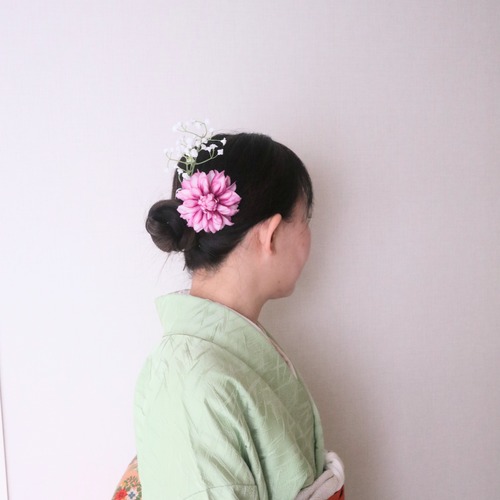 和装ヘアアクセサリーダリア＆かすみ草
