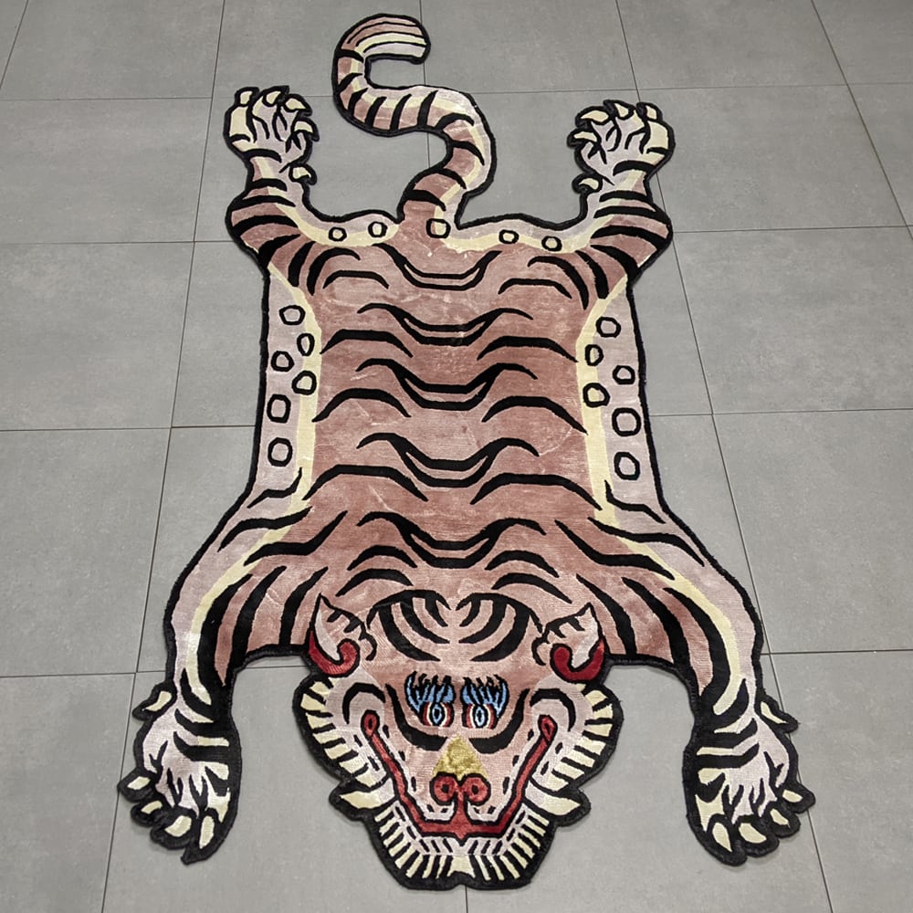 Tibetan Tiger Rug (Lサイズ シルク ココアブラウン 045) チベタン