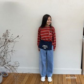【取寄/韓国直送】and butter カーブバイカラーデニムパンツ｜秋服｜韓国子供服｜26/AT