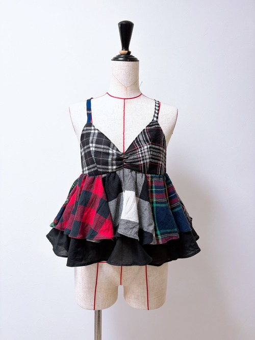 再販！Flannel check bustier