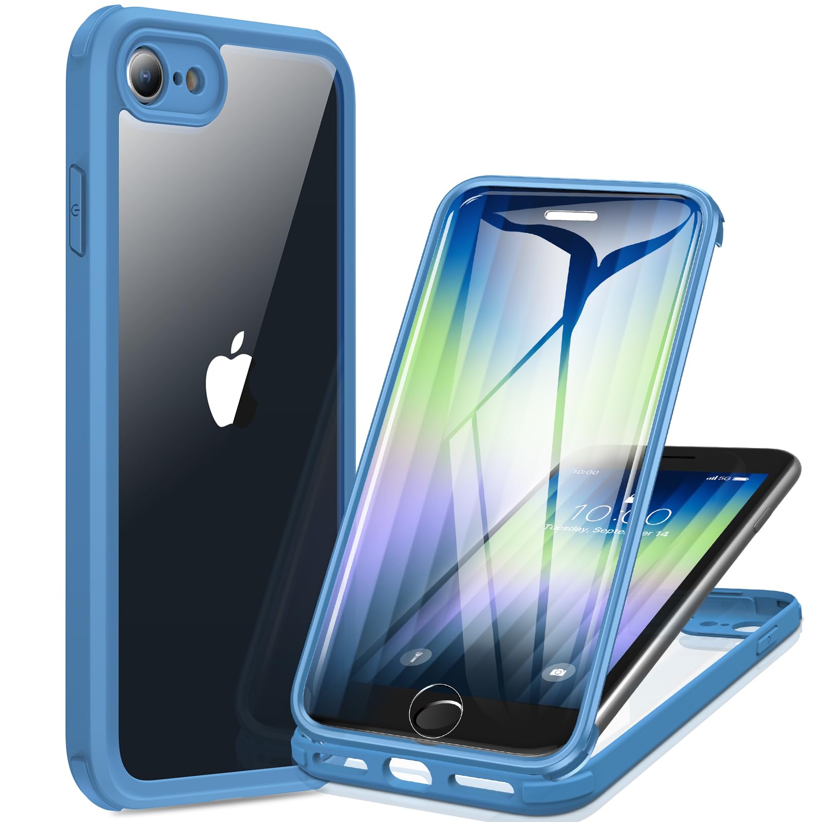 Miracase iPhone SE 用 ケース SE3 SE2 iPhone 8用 スマホケース 9H強化 両面ガラス バンパー フルカバー