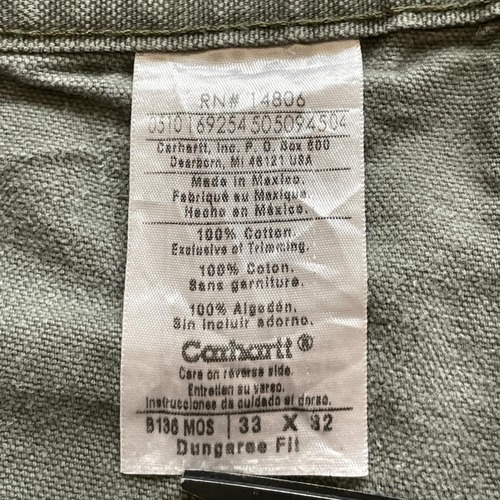 モスグリーン ダブルニー Carhartt B136 MOS 33×32 詳細写真11