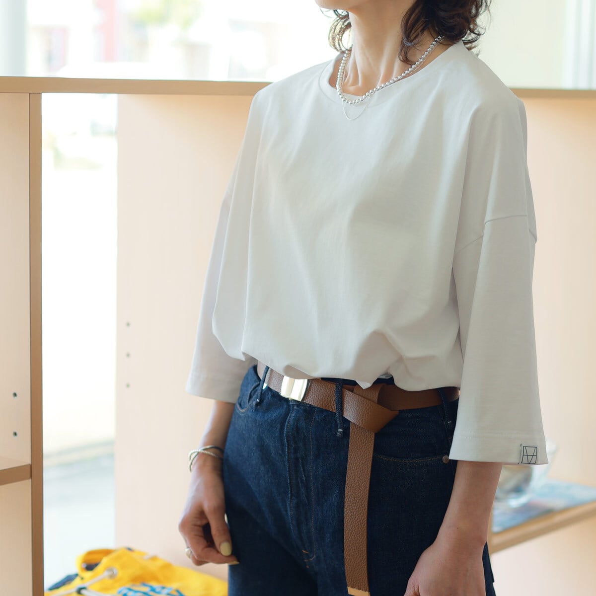 M53. (エムゴーサン) ファインビフィージャージ ショルダータック ソリッドTee