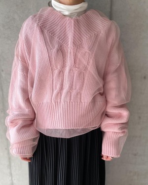 "MSGM" tulle layered cable knit