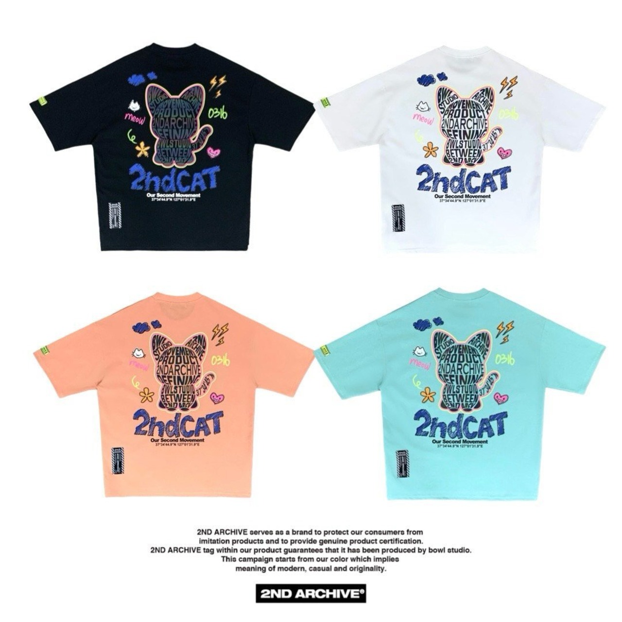 2ND007 2NDARCHIVE Tシャツ 韓国ファッション オーバーサイズ ユニセックス