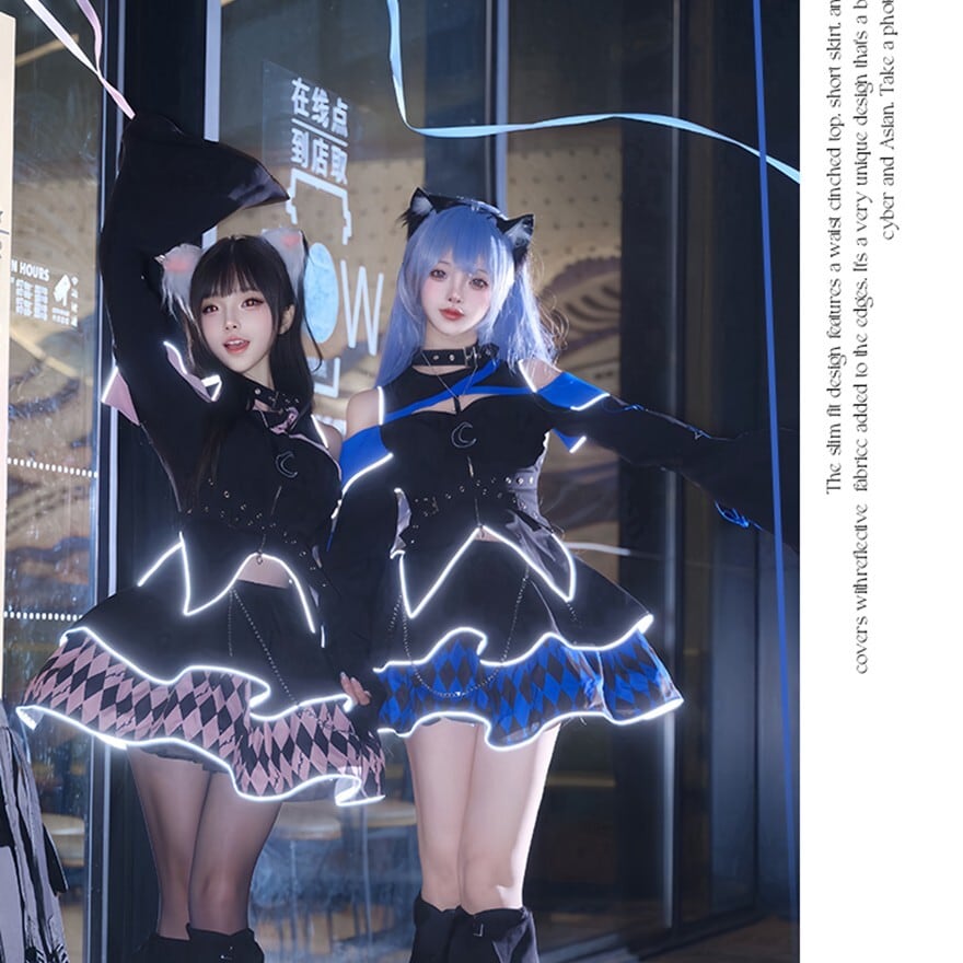 keitty*016*017双子コーデセット 地雷系 サイバーパンクセットアップ 双子コーデ×ライブ向け｜WithU