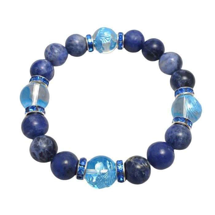 風水四神 クリスタル パワーストーン ブレスレット ソーダライト 水晶 天然石 青龍 朱雀 百虎 玄武 魔除け お守り パワーストーン ブレス メンズ ストーン 誕生日プレゼント ギフト 送料無料 ギフト アクセサリー