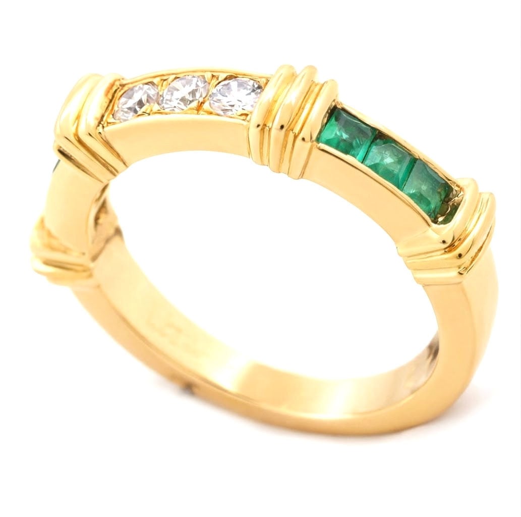 CARTIER カルティエ コンテッサ エメラルド ダイヤモンド リング K18 YG イエローゴールド 指輪 9号