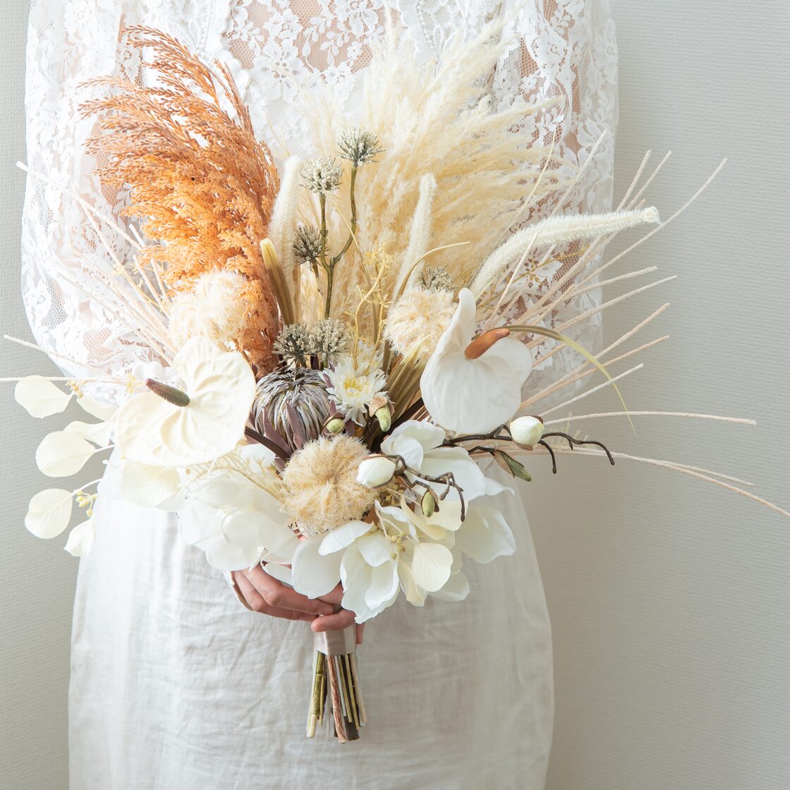 ヘッドパーツ•髪飾り〜ドライフラワー　前撮りなどに♡ C1 緑 青 白 ドライフラワー 成人式髪飾り 結婚式 卒業式 ヘッドパーツ