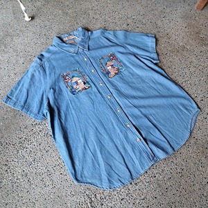 刺繍デニム半袖シャツ used [405059]