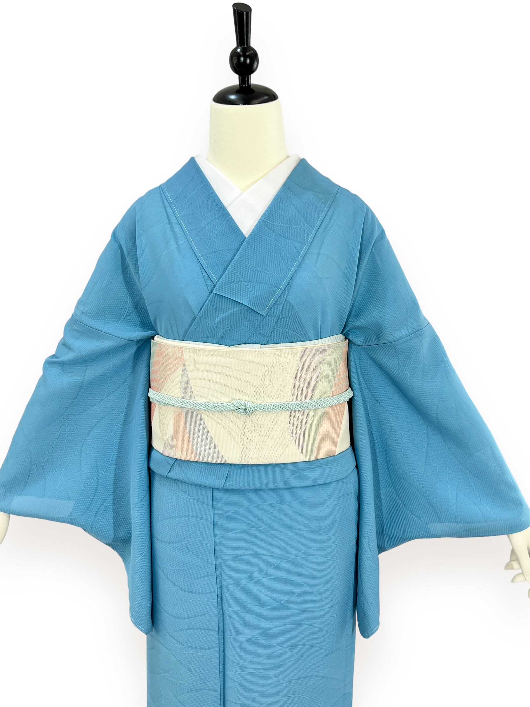夏着物】色無地レンタル フルセット 水色一つ紋 Lサイズ 020 | きもの 