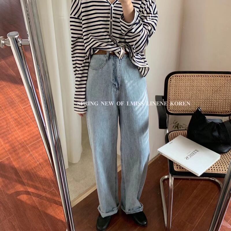 ジーンズ ハイウェストパンツ スプリングレディース 春物 ビッグFスモールZ韓国48645746241