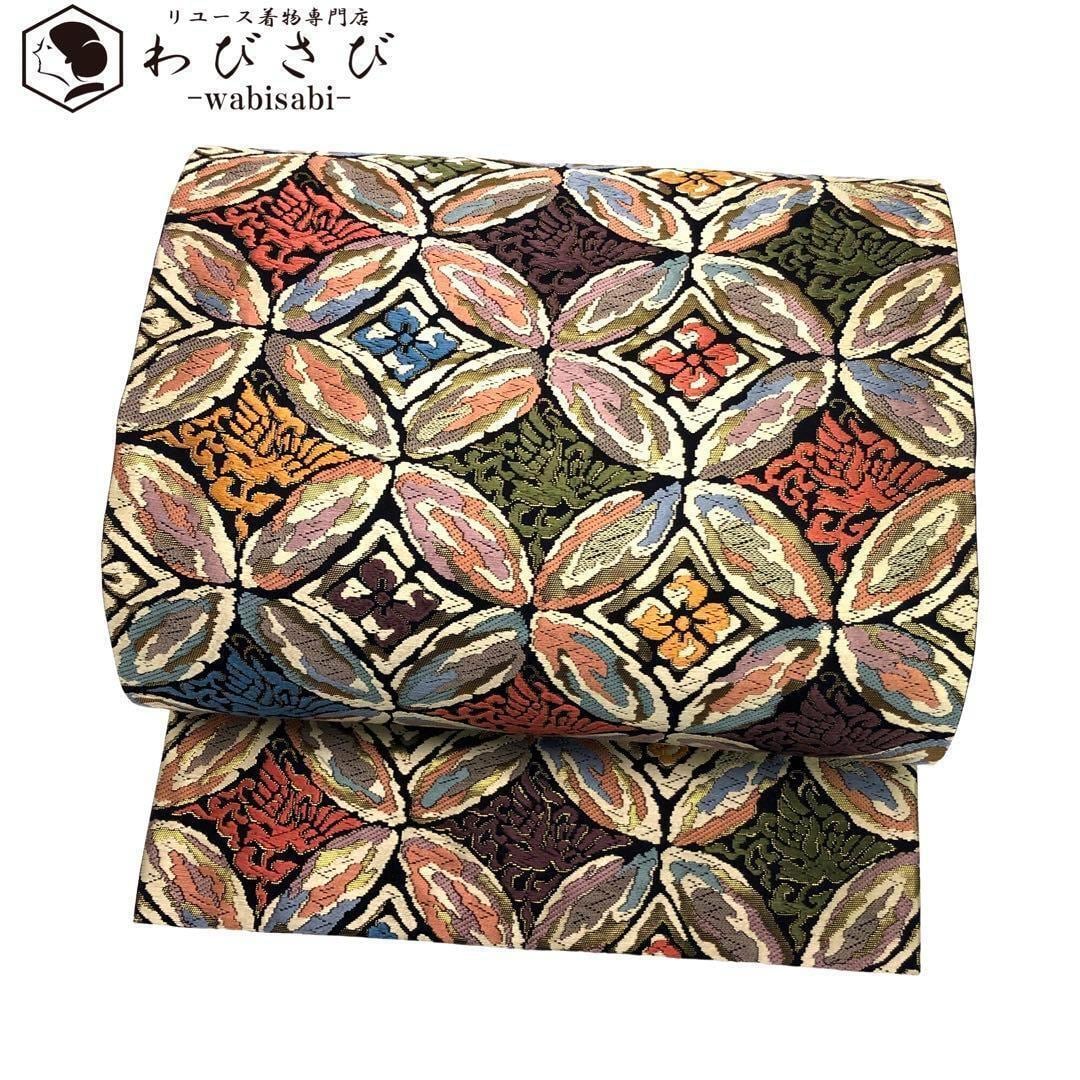 O-2260 袋帯 唐織 鮮やかな花七宝模様 金糸 | リユース着物専門店 わびさび