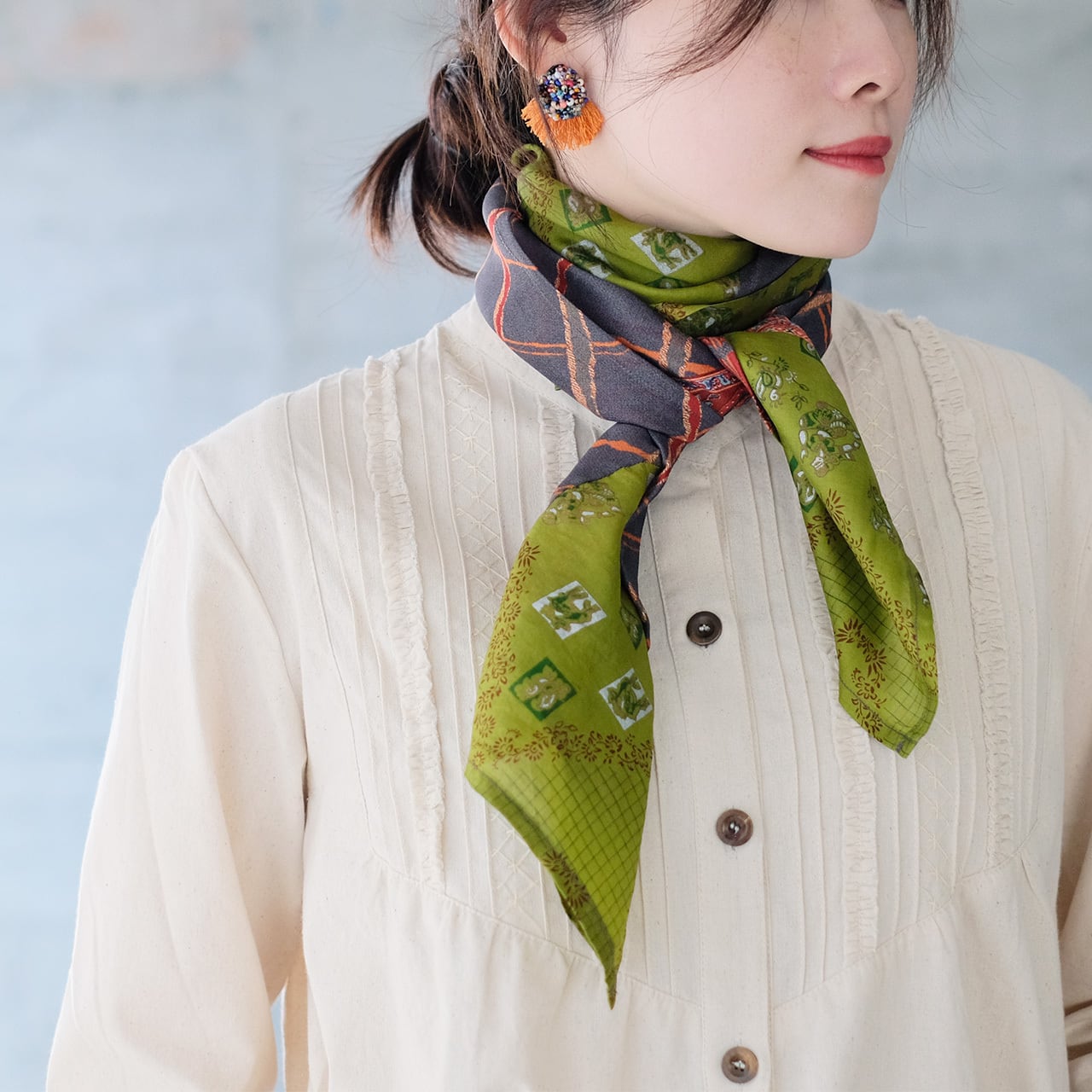 異国のヴィンテージ◎オールドサリーパッチワークスカーフ(26s-06)B