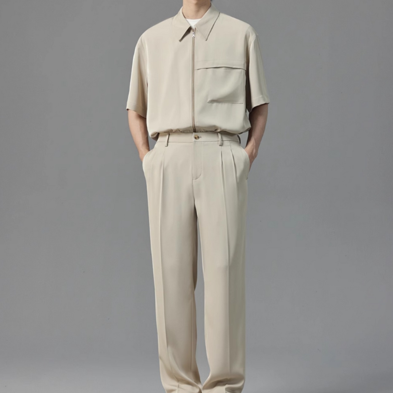 ドレープアイスシルク風カジュアルシャツ　0638