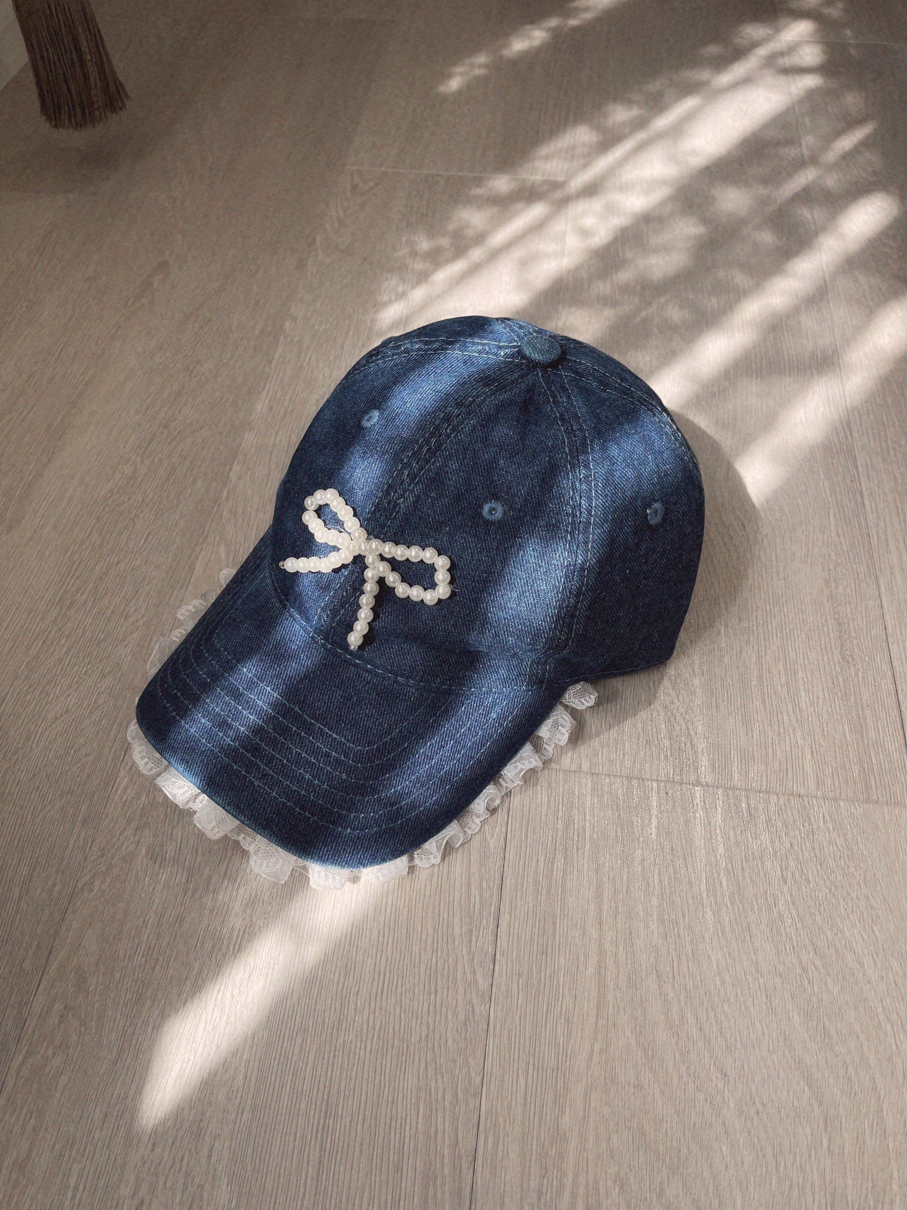 denim lace wing cap