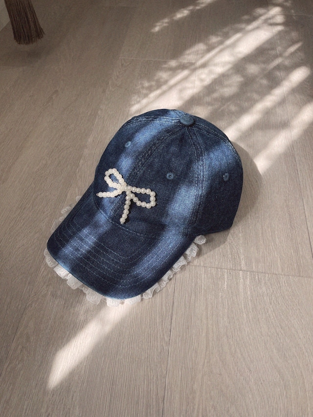 denim lace wing cap