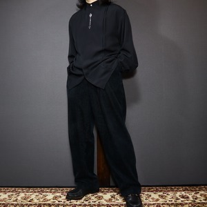 stand collar bijou & tuck design shirt