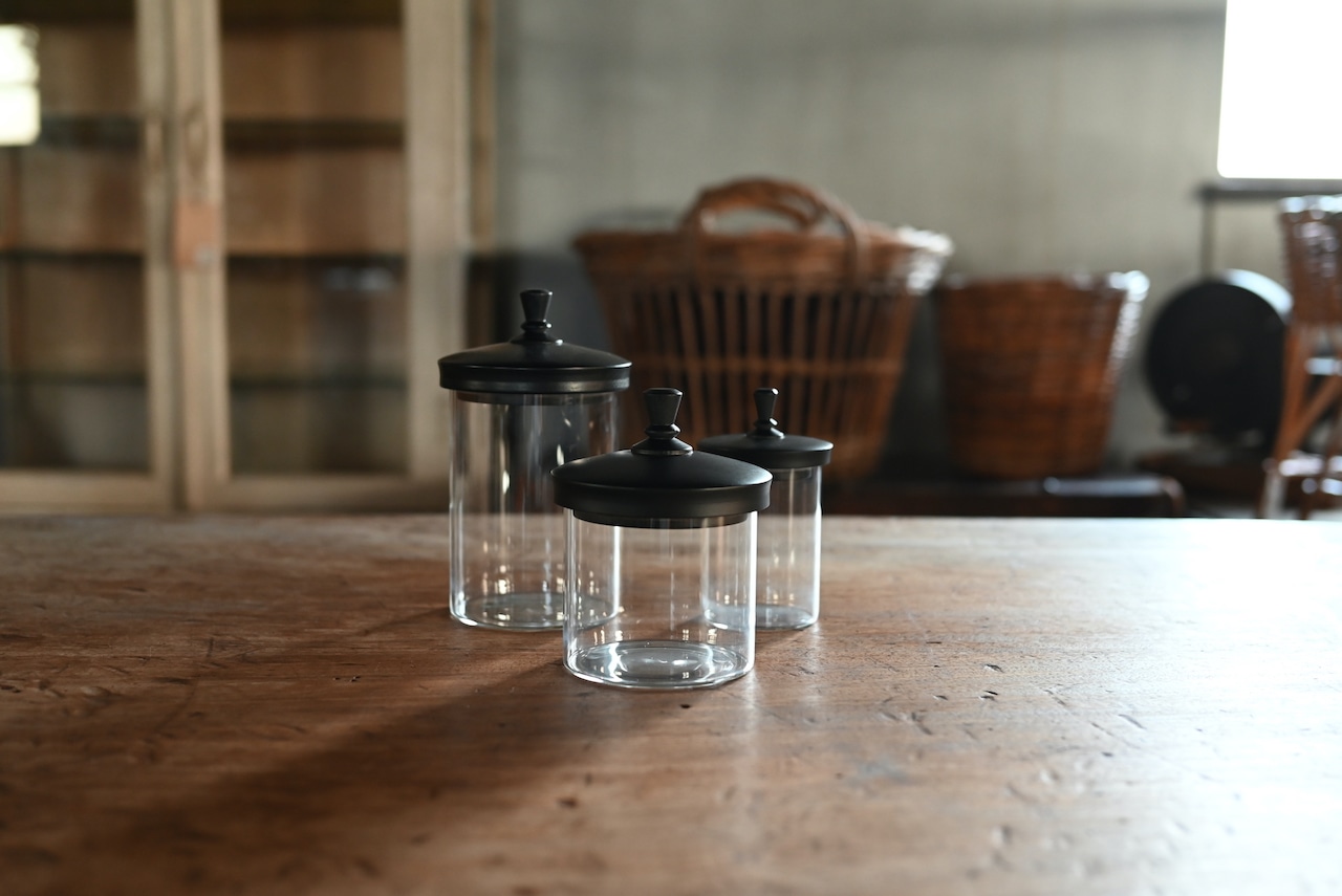 ガラスジャー S ブラック〈食器・キャニスター・保存容器・収納・キッチン〉113867