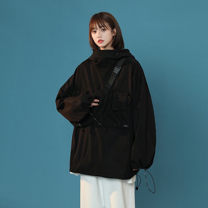藤伊曼シリーズ トップス 3color グレーor緑or黒 パーカー Oversize 男女兼用 かっこいい ファッション オシャレ Elegant