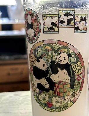 ◆受注生産◆ステンド風パンダファミリー柄◆グラスタンブラー