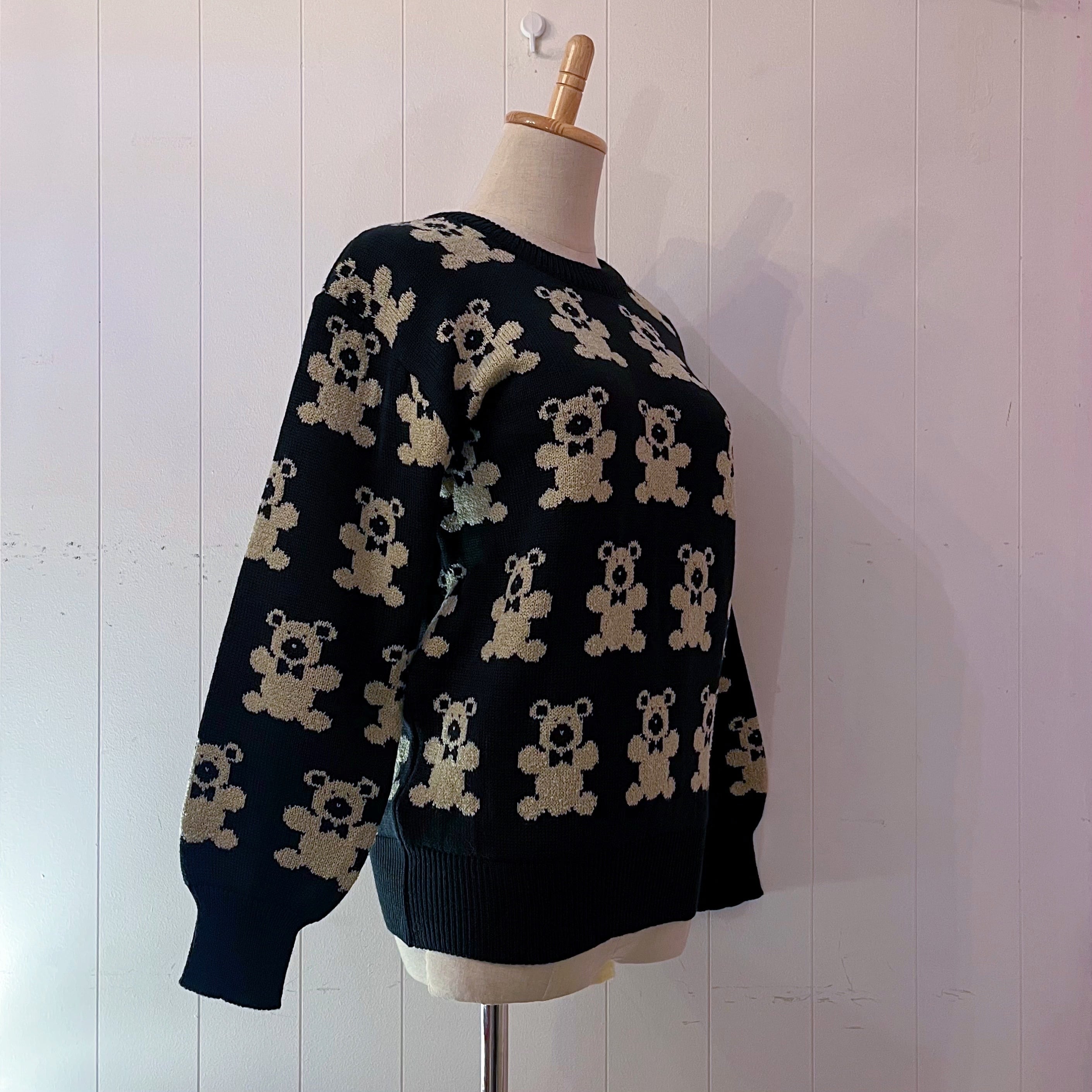 ribbon bear jacquard knit sweater
