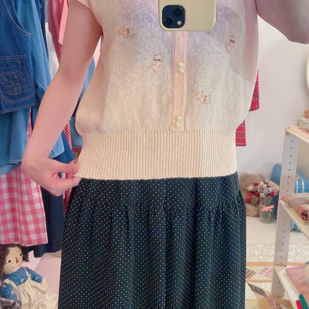 pink terrier lace collar summer knit