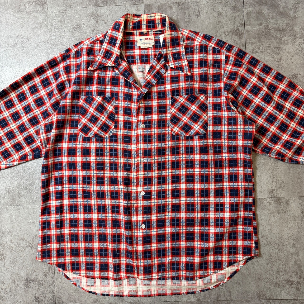 70's〜 COMPASS Printed Flannel Shirt 70年代 プリネル プリントフランネルシャツ ヴィンテージ ビンテージ  TT2026-0042 - 3