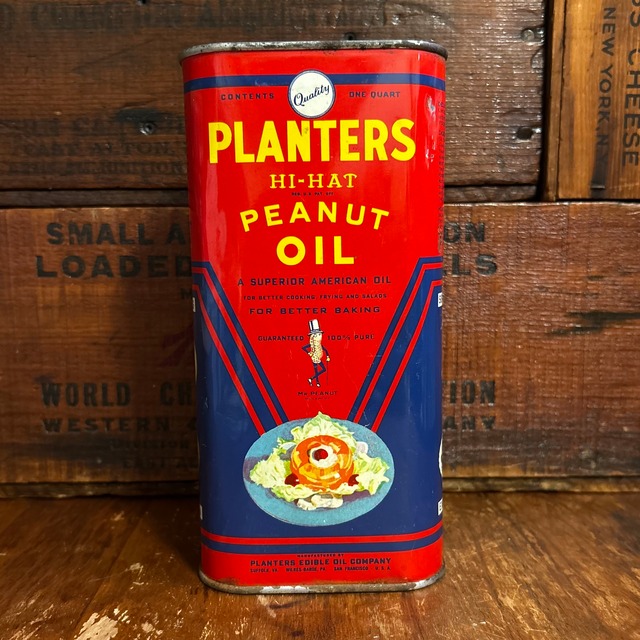 1930s-40s PLANTERS MR. PEANUT HI-HAT PEANUT OIL ヴィンテージ 缶