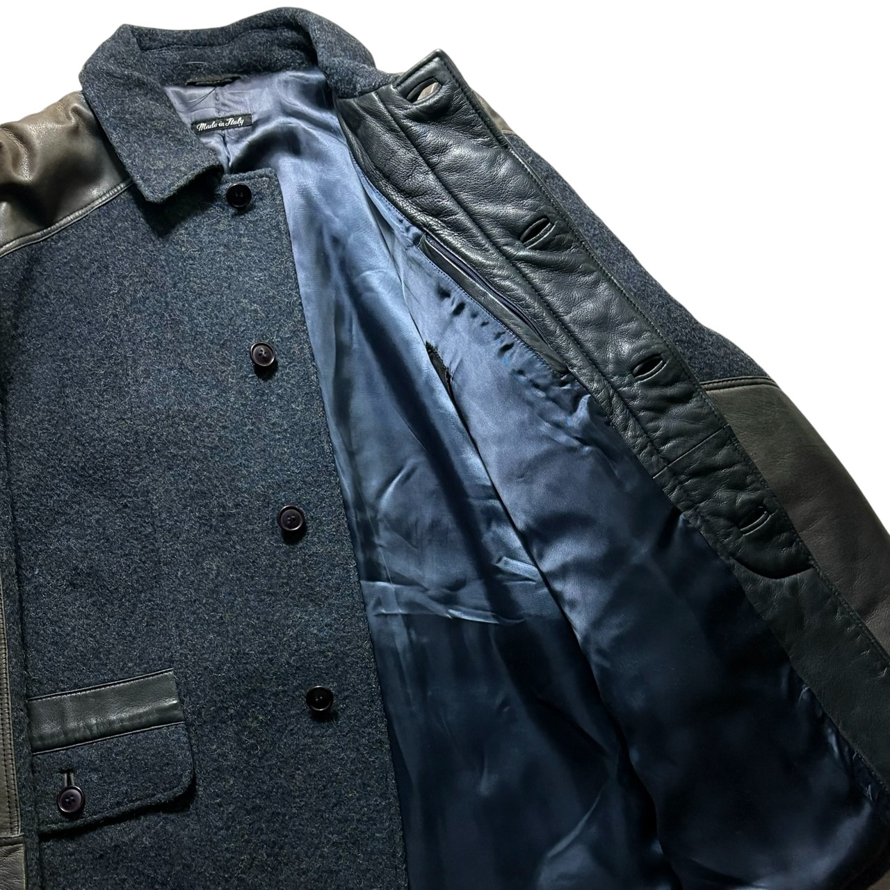 vintage BALLY leather switching mixed wool blouson