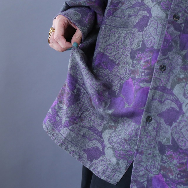 flower and wall painting motif art pattern over silhouette shirt