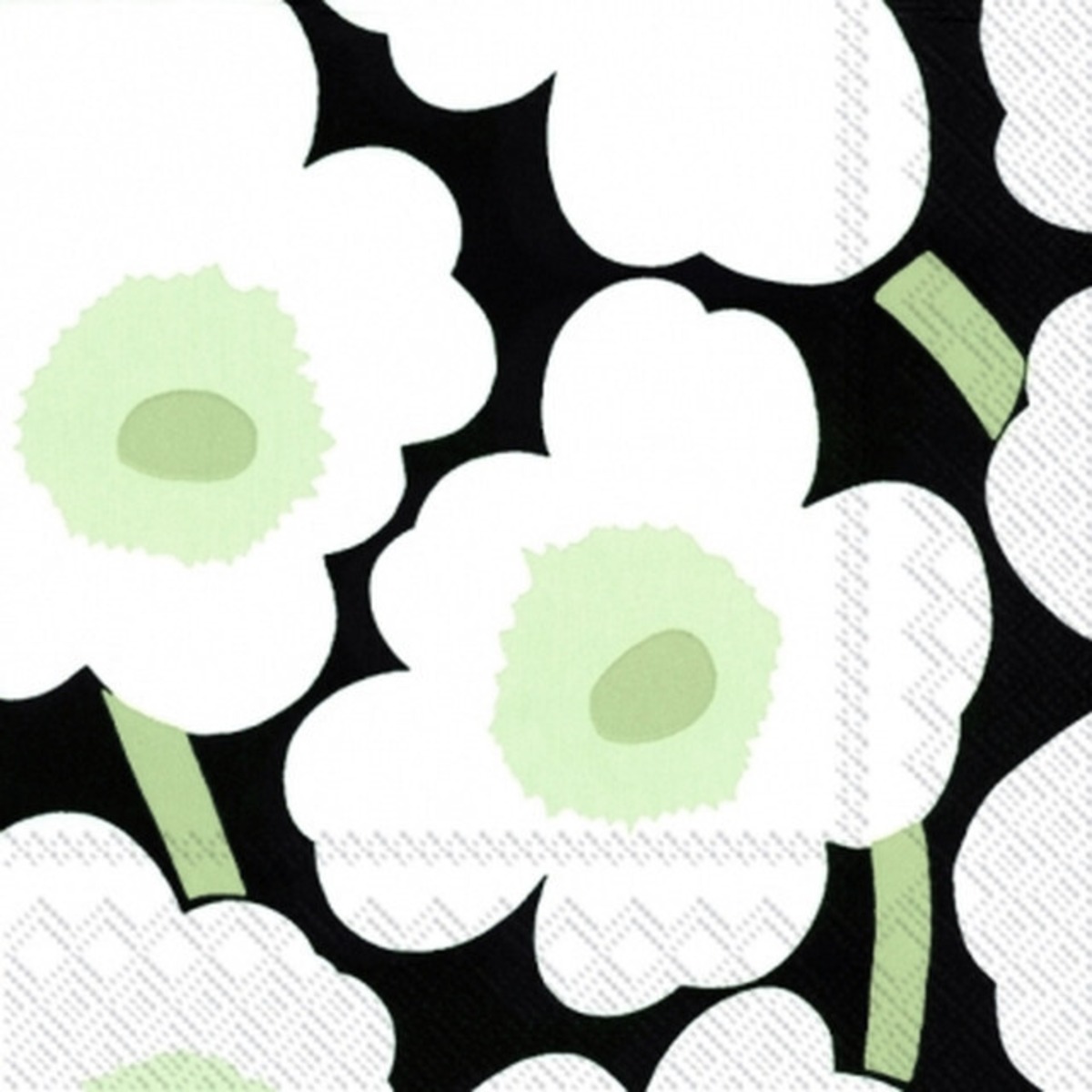 Marimekko バラ売り2枚 ランチサイズ ペーパーナプキン Unikko ブラック ホワイト 北欧ペーパーナプキンpaperletter ペーパーレター