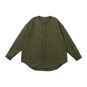 ラウンドヘム バンドカラー シャツ  A1903